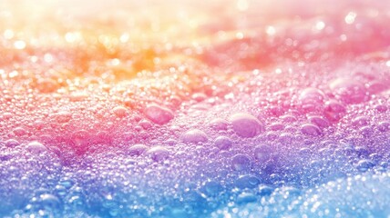 Fototapeta premium Closeup of layered bubbles with rainbow hues abstract art colorful background macro photography vibrant concept