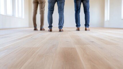 Entrepreneurs collaborating with architect on design project office space professional environment creative angle