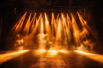 Fototapeta premium Amber Stage Lighting and Smoke