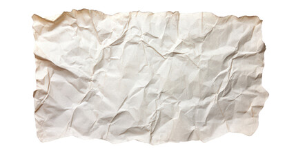 Crumpled sheet of paper texture isolated on transparency background, showcasing unique folds and creases. Perfect for design projects