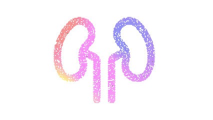 Icon kidneys is made up of LED square shapes. There are bright diodes and there are black dead diodes