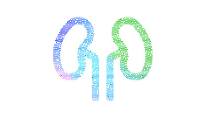 Icon kidneys is made up of LED square shapes. There are bright diodes and there are black dead diodes