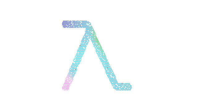 Icon lambda is made up of LED square shapes. There are bright diodes and there are black dead diodes