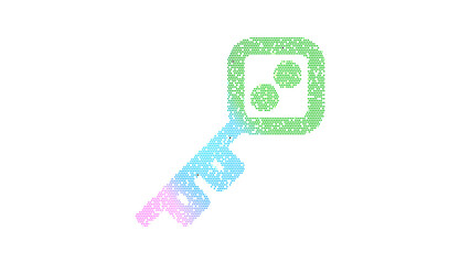 Icon key skeleton is made up of LED square shapes. There are bright diodes and there are black dead diodes