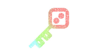 Icon key skeleton is made up of LED square shapes. There are bright diodes and there are black dead diodes