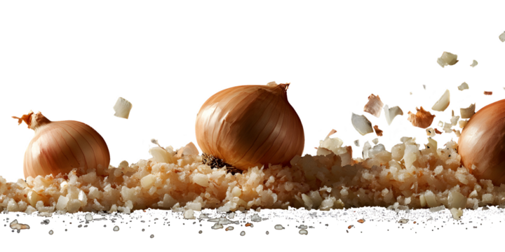 Close-up of Freshly Chopped Brown Onions
