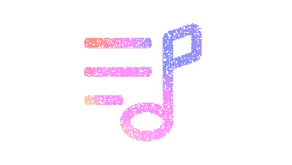 Icon list music is made up of LED square shapes. There are bright diodes and there are black dead diodes