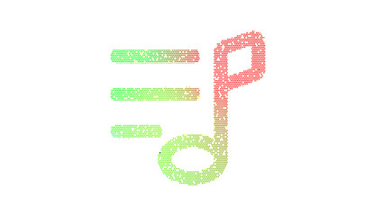 Icon list music is made up of LED square shapes. There are bright diodes and there are black dead diodes