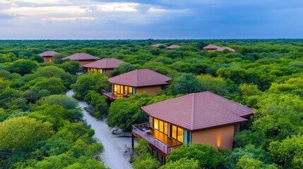 Tranquil Eco-Friendly Cottages Surrounded by Lush Green Wilderness