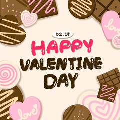 발렌타인데이 초콜릿 캘리그라피 포스터(valentine day's chocolate caligraphy poster)