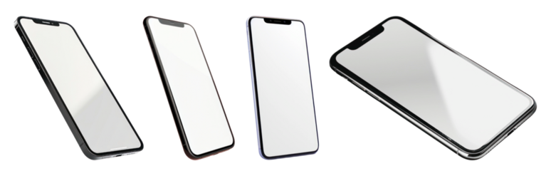 PNG Sleek modern smartphone mockup, isolated element set, transparent background