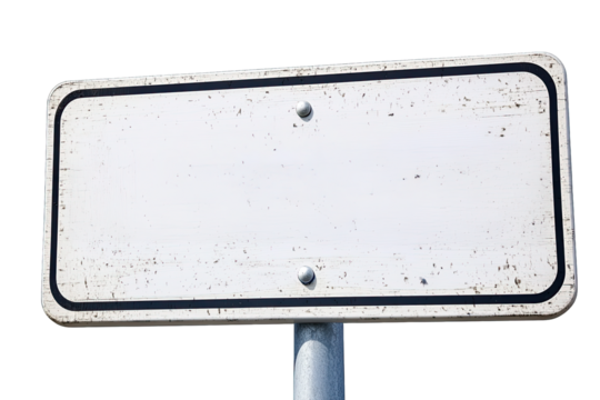 Blank white rectangular road sign with black border