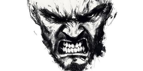 Intense Monochrome Portrait of an Angry Man