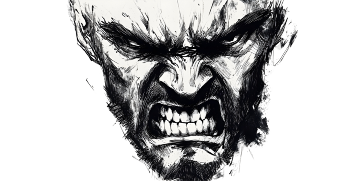 Intense Monochrome Portrait of an Angry Man