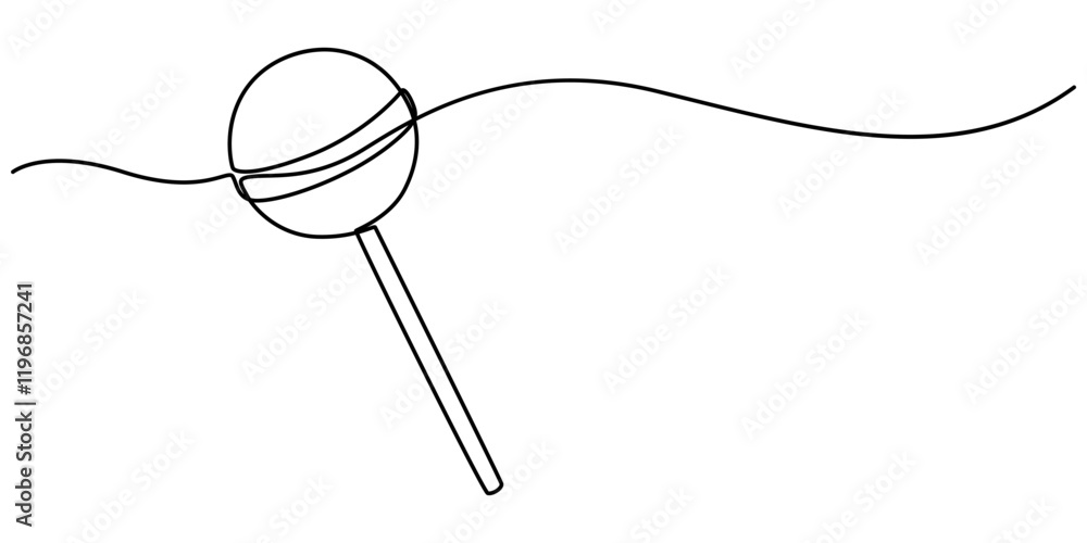 Poster lollipop sticks vector one line continuous drawing illustration. hand drawn linear silhouette icon. 