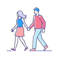 couple holding hands while walking icon, couple holding hands while walking vector, 