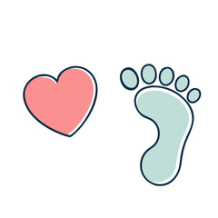 footprint and heart vector icon, footprint and heart vector illustration-simple illustration of footprint and heart, perfect for footprint and heart logos and icons and themed design 
