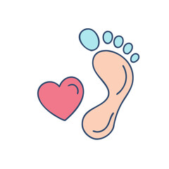 footprint and heart vector icon, footprint and heart vector illustration-simple illustration of footprint and heart, perfect for footprint and heart logos and icons and themed design 