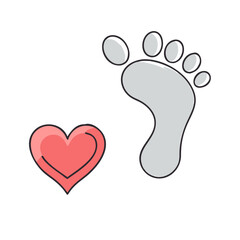 footprint and heart vector icon, footprint and heart vector illustration-simple illustration of footprint and heart, perfect for footprint and heart logos and icons and themed design 