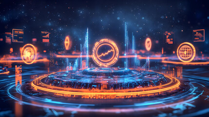 Dynamic 3D Concepts of Global Investing, Market Growth, and Business Innovation