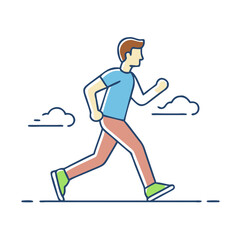 person jogging walking hybrid icon, person jogging walking hybrid vector,
