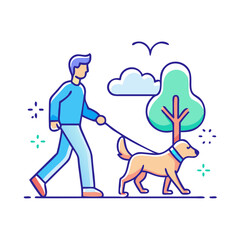 person walking dog in park icon, person walking dog in park vector,