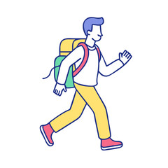 person with walking backpack icon, person with walking backpack vector, 