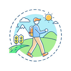 walking in the countryside icon, walking in the countryside vector,