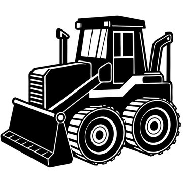 black bulldozer construction vehicle clip art preview