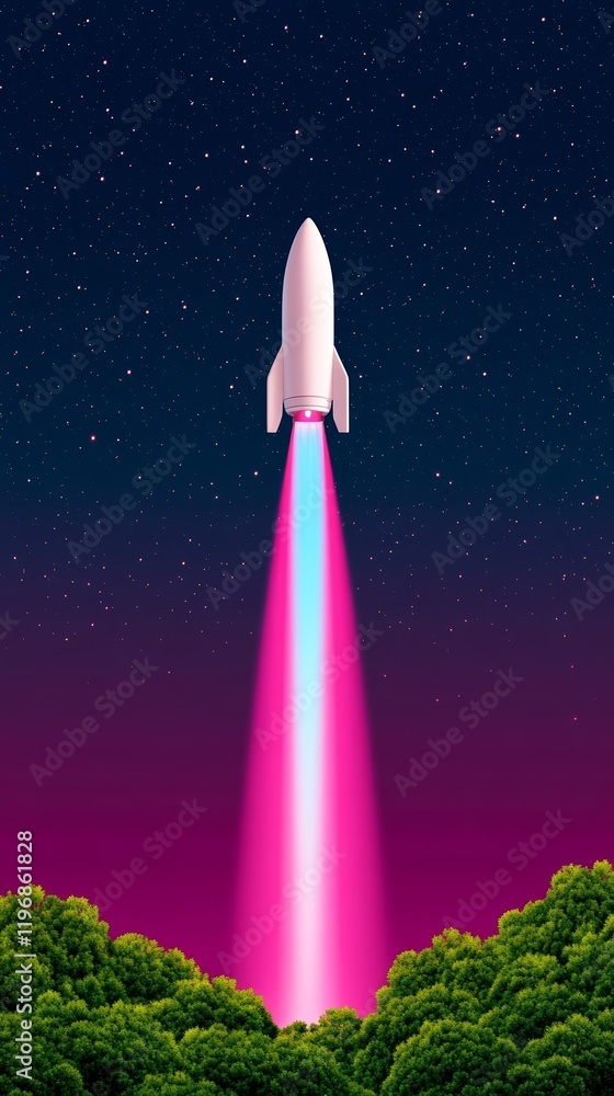 Poster a minimalist spaceship with smooth curved lines and a glowing blue engine trail soaring through a se