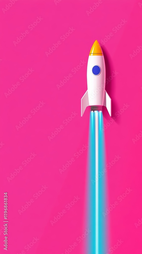 Poster a minimalist spaceship with smooth curved lines and a glowing blue engine trail soaring through a se