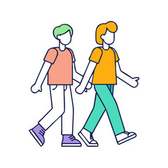 walking with a friend vector icon, walking with a friend vector illustration-simple illustration of walking with a friend, perfect for walking with a friend logos and icons and themed design 