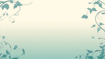 Obraz premium Elegant Teal Vines Frame A Soft Gradient Background