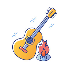 acoustic guitar for campfire songs icon, acoustic guitar for campfire songs vector, 