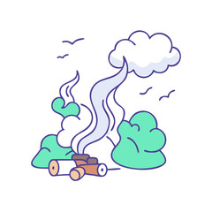 campfire smoke vector icon, campfire smoke vector illustration -simple illustration of campfire smoke, perfect for campfire smoke logos and icons and themed design 