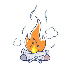 campfire flames with smoke icon, campfire flames with smoke vector, 