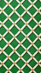 A sophisticated Art Deco wallpaper design with interlocking diamond shapes in metallic gold on a deep emerald green background for classic elegance 