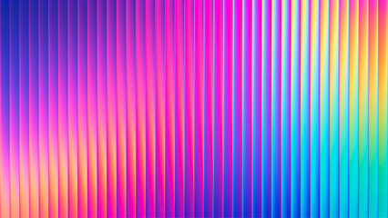 Neon ribbed fractal glass texture with vibrant pastel gradients and bright smooth fluted vertical lines. Bold dynamic design blending futuristic tones and radiant colors for modern visual art project
