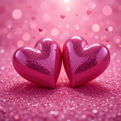 Fototapeta premium Gift box with heart balloon floating it the sky, Happy Valentine's Day banners, paper art style