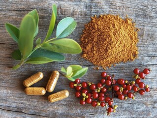 Berberine powder and capsules: natural wellness, organic remedies.
