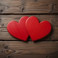 Fototapeta premium red hearts on wooden background