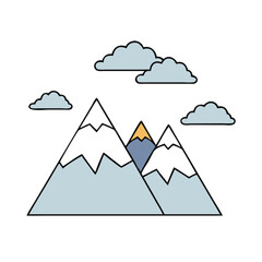 mountain range with clouds icon, mountain range with clouds vector,