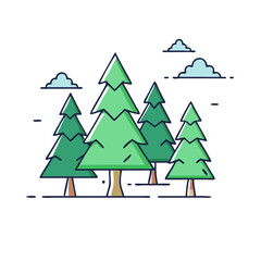 Obraz premium pine tree forest vector icon, pine tree forest vector illustration -simple illustration of pine tree forest, perfect for pine tree forest logos and icons and themed design 