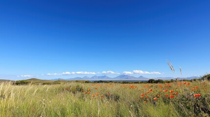 Vibrant Wildflower Field under a Blue Sky
