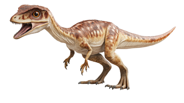 detailed illustration of dinosaur, showcasing its vibrant colors and intricate textures. This dinosaur features long tail, sharp claws, and expressive face, evoking sense of prehistoric life