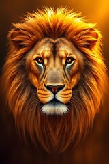 Fototapeta premium Majestic lion portrait, golden light.