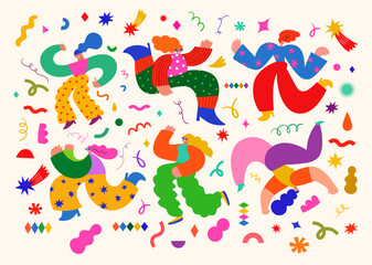 Banner with funny dancing people