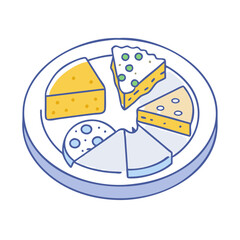 cheese platter vector icon, cheese platter vector illustration -simple illustration of cheese platter, perfect for cheese platter logos and icons and themed design 