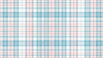 Seamless Pastel Plaid Tartan Pattern with Soft Pink, Blue, and White Intersecting Lines for Textiles and Fashion Design