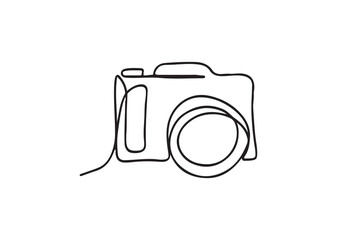 One continuous line drawing of a professional camera. camera continuous one line drawing vector illustration